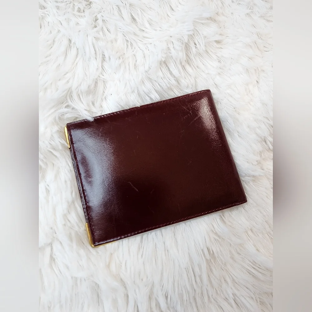 CELINE Burgundy/Red Leather Wallet with Gold Accents - Picture 10 of 15